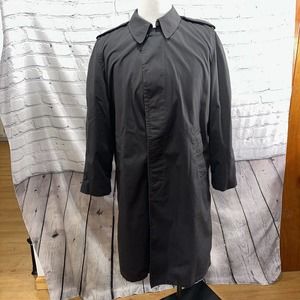 DLA Issued Stylish Trench Coat Size 38R Mens All Weather Military Black Jacket